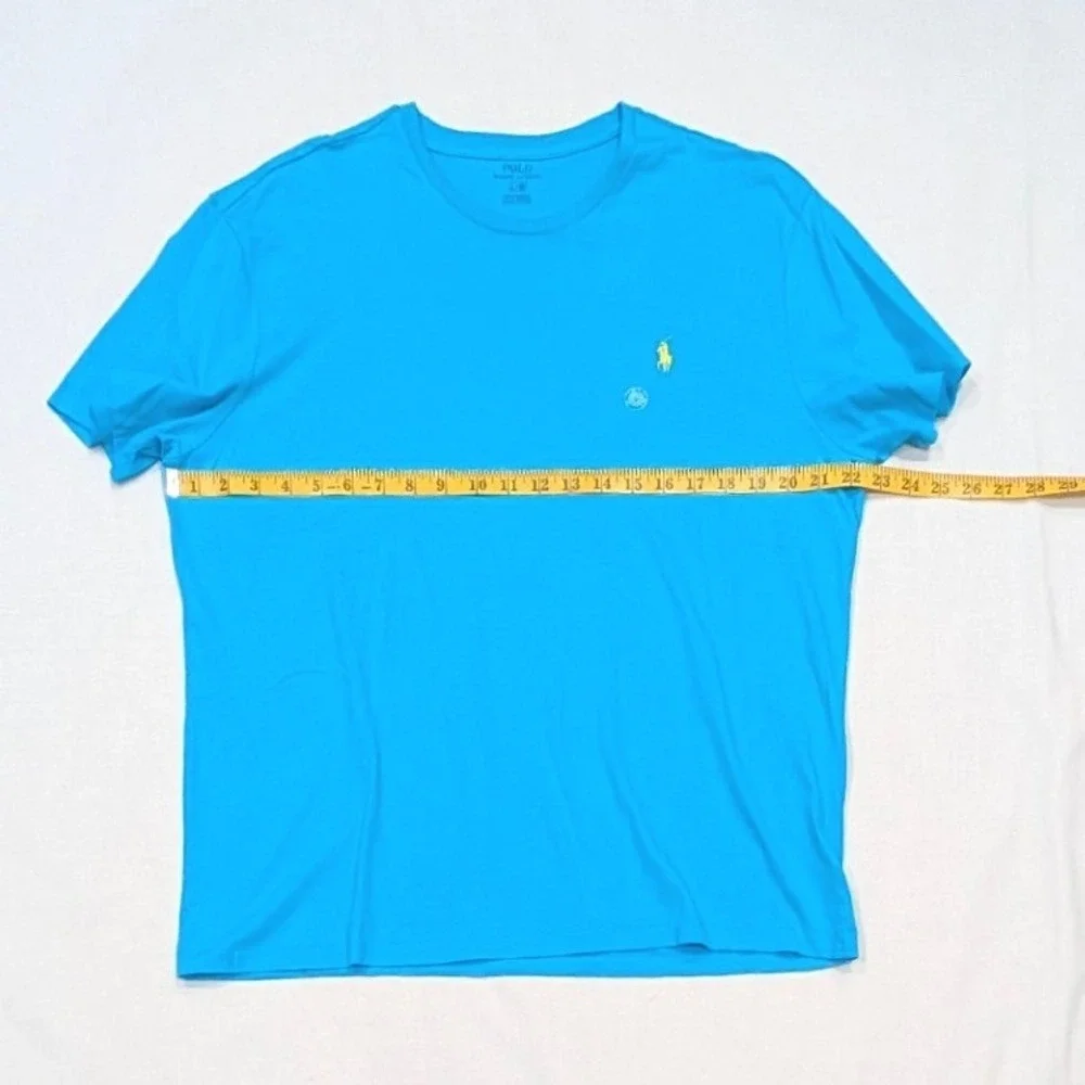Polo Ralph Lauren Mens Blue Crewneck T-Shirt Yellow Pony Logo Large NWT